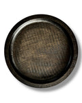 A black wooden tray with a textured grain finish, photographed from directly above on a white background with a soft drop shadow.