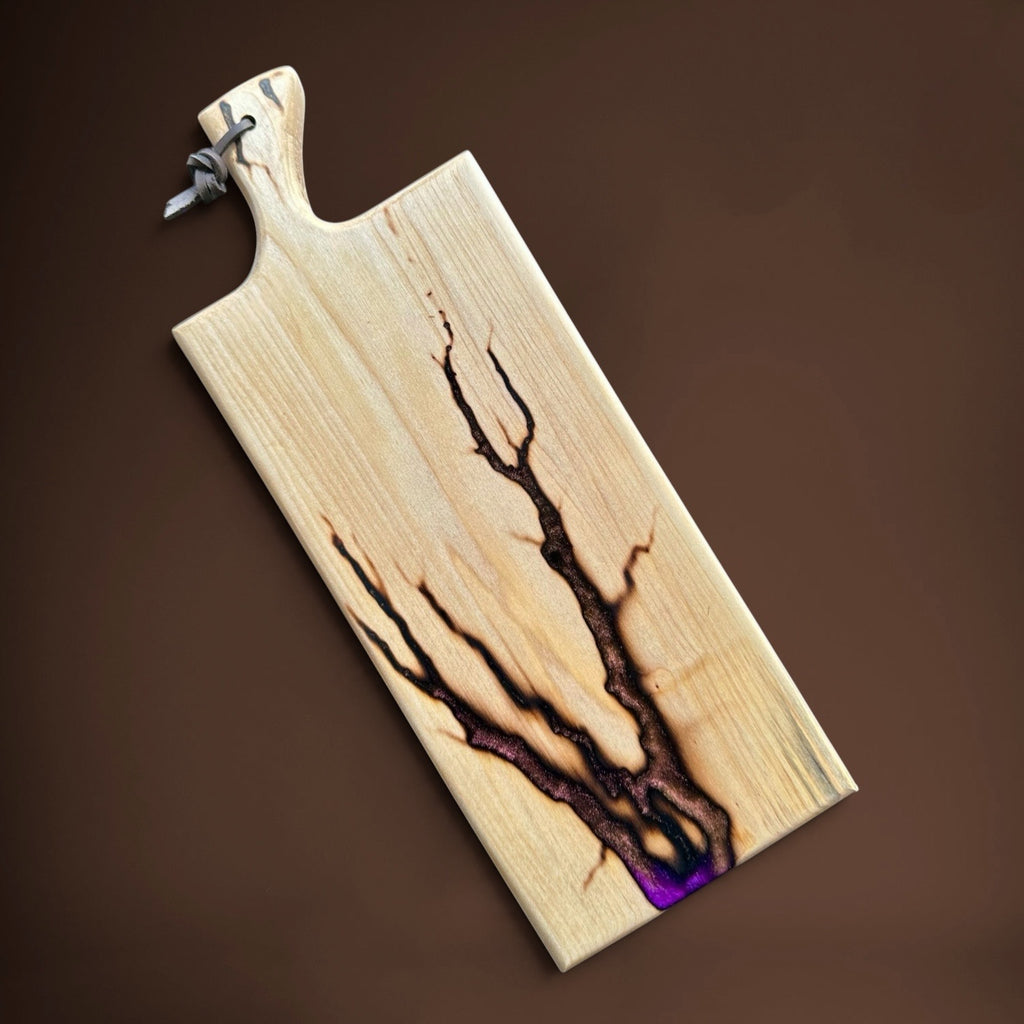 Magic Color-Shifting Fractal Burned Charcuterie and Serving Board No. 0075
