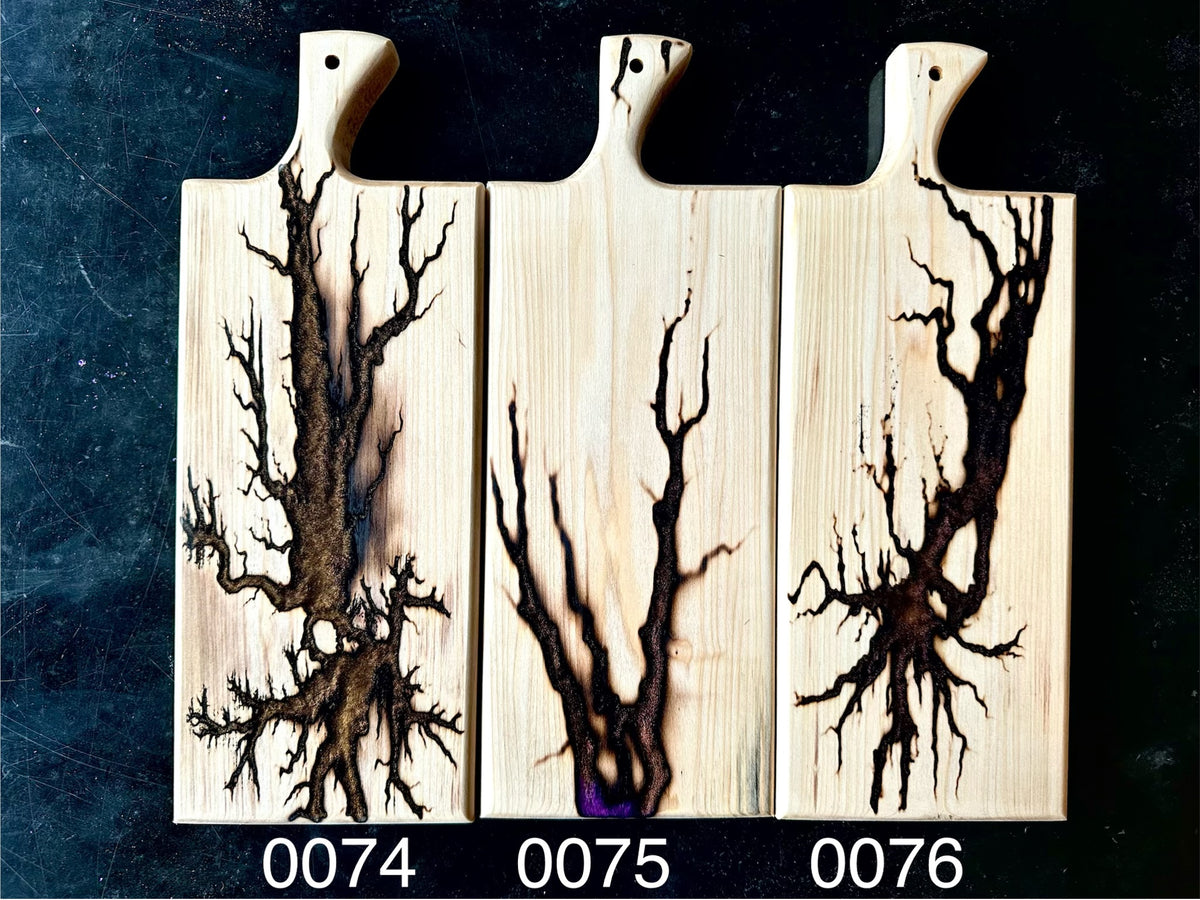 Magic Color-Shifting Fractal Burned Charcuterie and Serving Board No. 0076